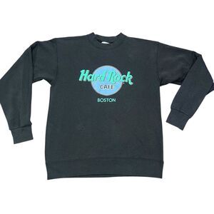 Vintage Hard Rock Cafe Boston Crewneck Sweatshirt Black 90s Pullover